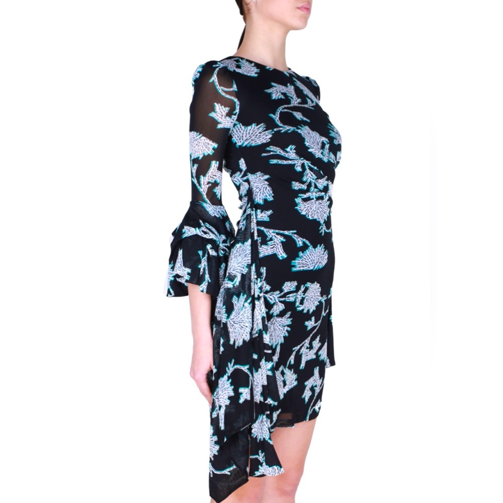 Diane Von Furstenberg Faridah Floral Mesh Dress sz M - Picture 8 of 12
